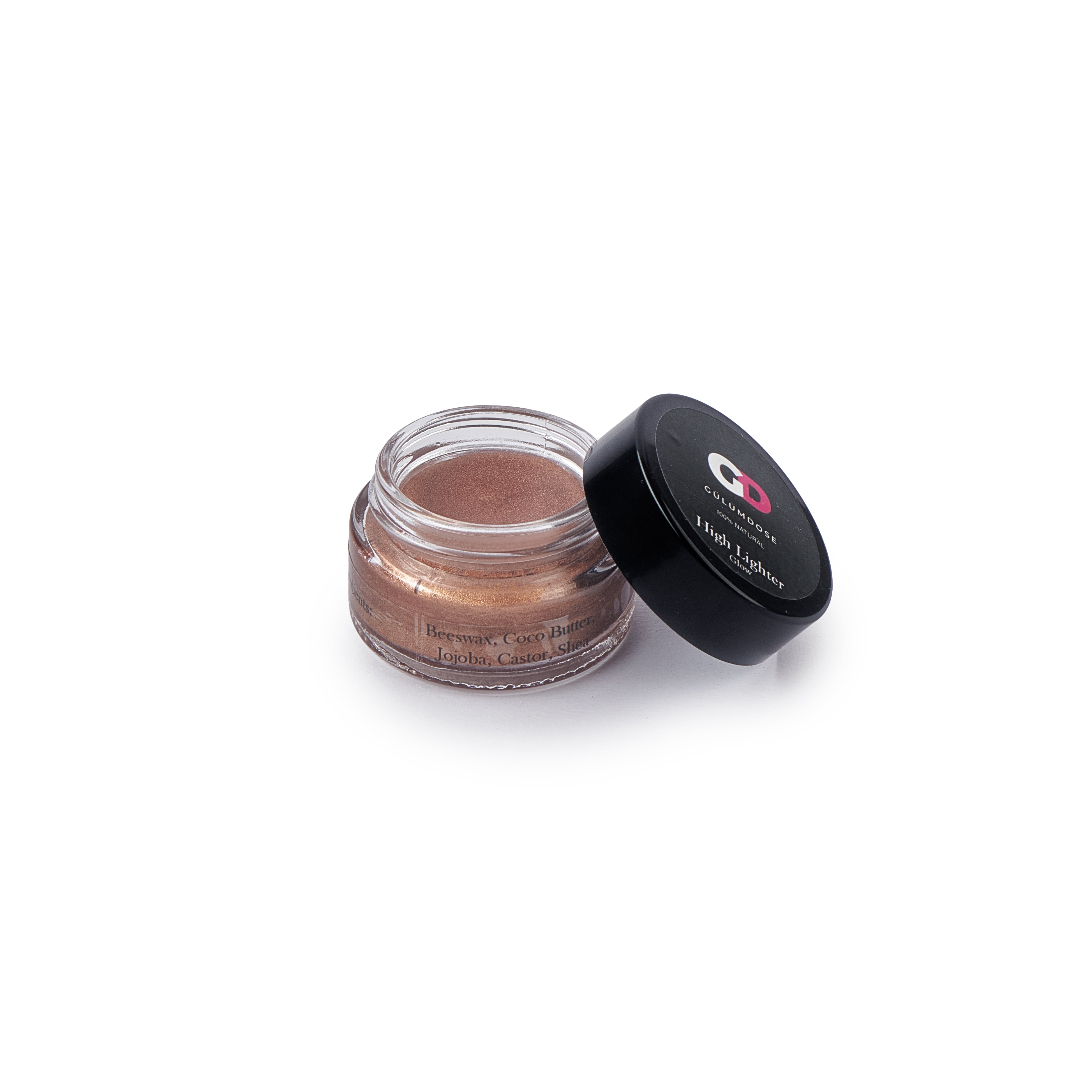 Highlighter ( Beeswax, Coco Butter, Jojoba, Castor, Shia Butter, Vitamin E, Activated Charcoal)